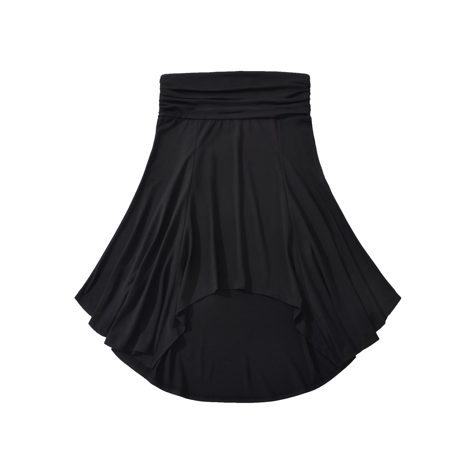 Falda asimétrica negra de talle bajo para mujer – Falda plisada de largo medio estilo A para calle