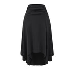 Falda asimétrica negra de talle bajo para mujer – Falda plisada de largo medio estilo A para calle