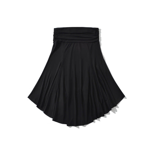 Falda asimétrica negra de talle bajo para mujer – Falda plisada de largo medio estilo A para calle