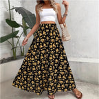 Falda larga de mujer con estampado floral, ligera y casual para verano