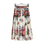 Falda midi de corte A para mujer, cintura elástica alta, falda floral a la moda