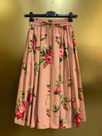 Falda midi de corte A para mujer, cintura elástica alta, falda floral a la moda