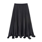 Falda midi plisada de talle alto para mujer, estilo casual universitario