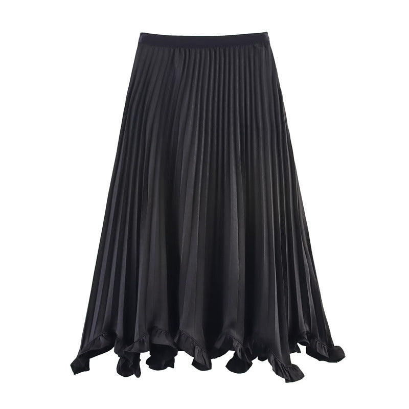Falda midi plisada de talle alto para mujer, estilo casual universitario