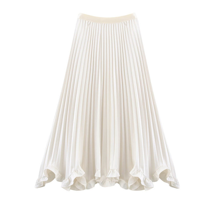 Falda midi plisada de talle alto para mujer, estilo casual universitario