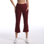 Leggings de yoga de color liso para mujer con bolsillos, pantalones de fitness elásticos cortos