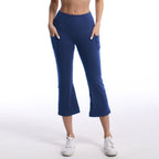Leggings de yoga de color liso para mujer con bolsillos, pantalones de fitness elásticos cortos