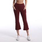 Leggings de yoga de color liso para mujer con bolsillos, pantalones de fitness elásticos cortos