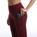Leggings de yoga de color liso para mujer con bolsillos, pantalones de fitness elásticos cortos