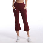 Leggings de yoga de color liso para mujer con bolsillos, pantalones de fitness elásticos cortos