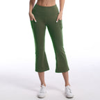 Leggings de yoga de color liso para mujer con bolsillos, pantalones de fitness elásticos cortos