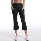 Leggings de yoga de color liso para mujer con bolsillos, pantalones de fitness elásticos cortos
