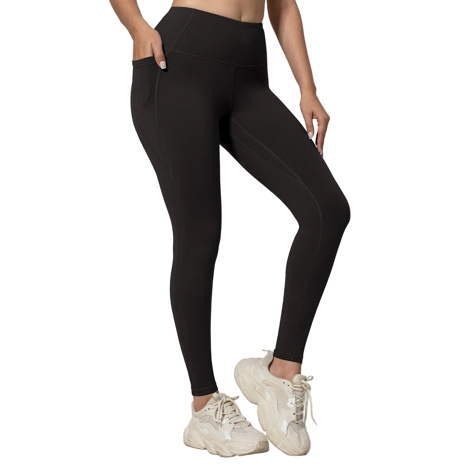 Leggings deportivos de cintura alta para mujer con bolsillos, pantalones de yoga cortos