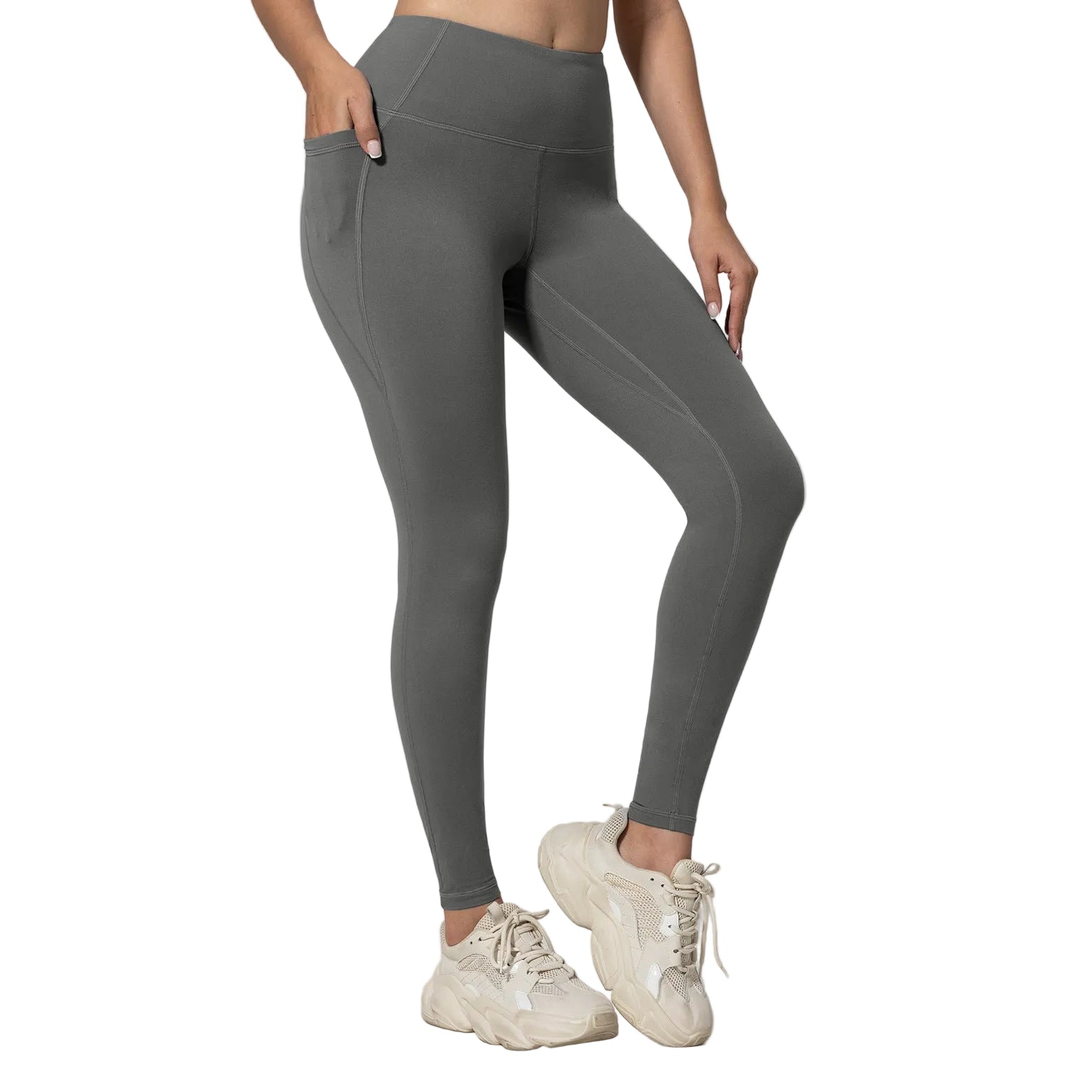 Leggings deportivos de cintura alta para mujer con bolsillos, pantalones de yoga cortos