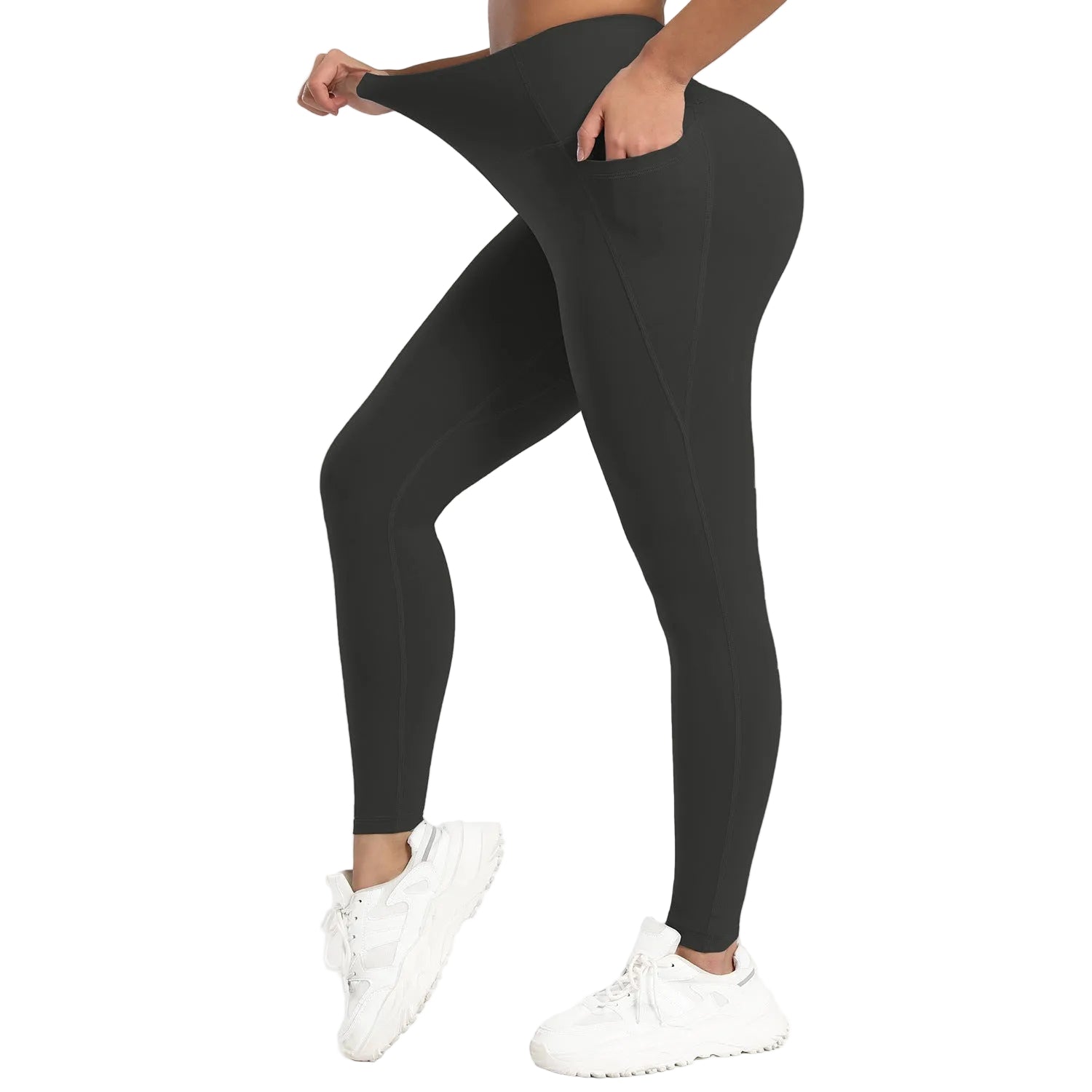 Leggings deportivos de cintura alta para mujer con bolsillos, pantalones de yoga cortos
