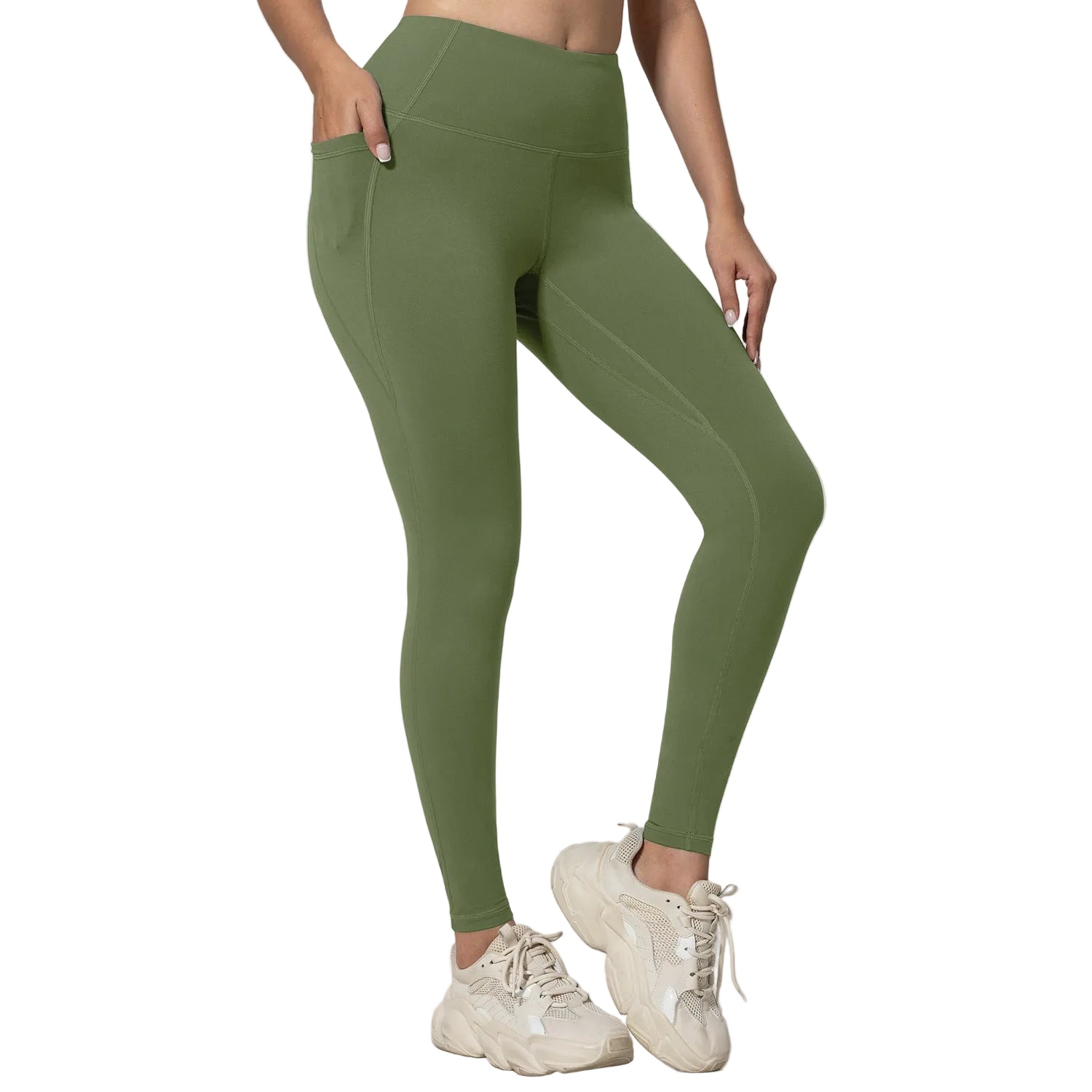 Leggings deportivos de cintura alta para mujer con bolsillos, pantalones de yoga cortos