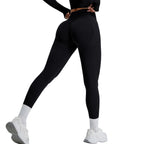 Leggings deportivos de cintura alta sin costuras para mujer, de secado rápido, estilo cropped, para yoga