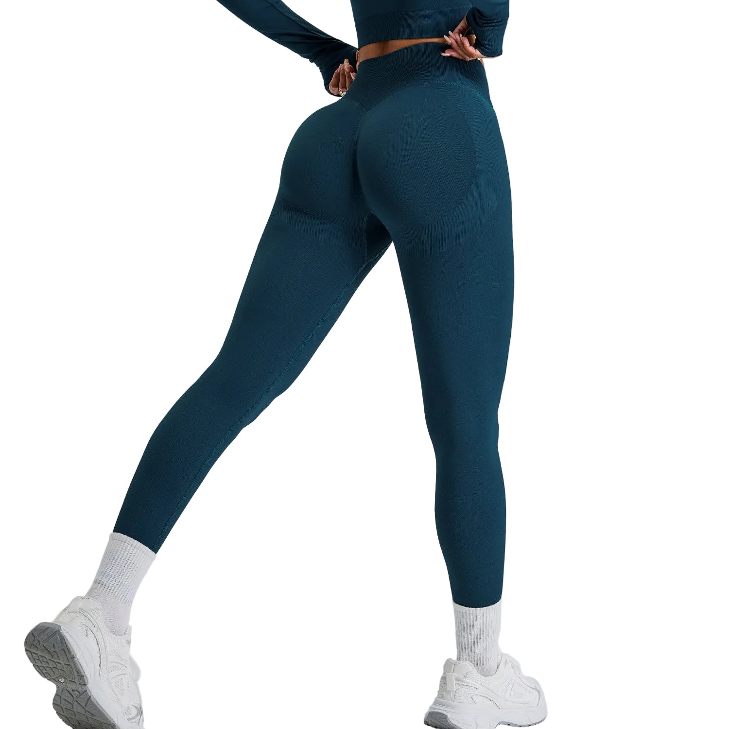 Leggings deportivos de cintura alta sin costuras para mujer, de secado rápido, estilo cropped, para yoga