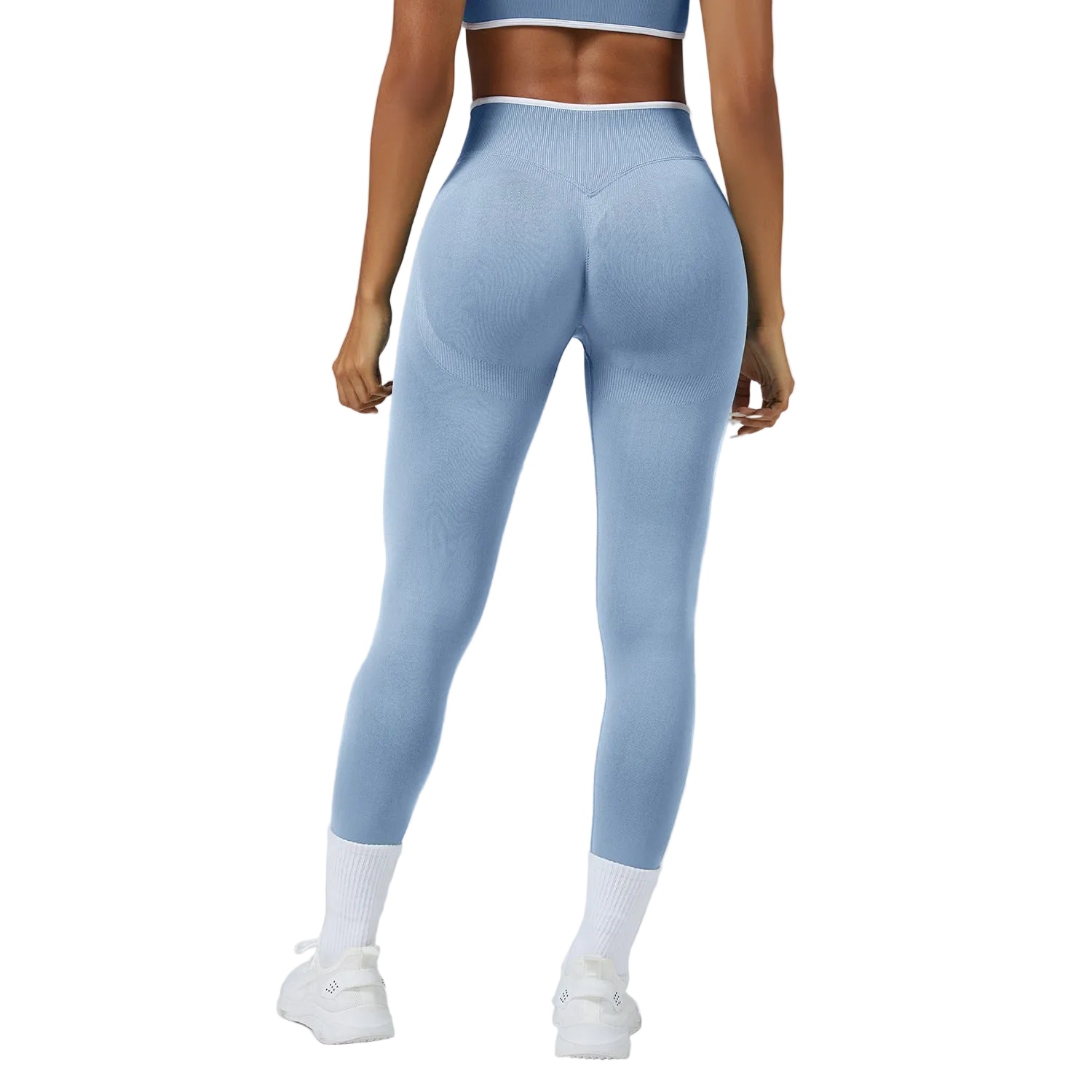 Leggings deportivos de yoga de cintura alta sin costuras y secado rápido para mujer