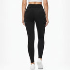 Leggings largos elásticos con bolsillos y cintura alta de imitación de mezclilla para mujer
