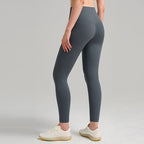 Pantalones de yoga de cintura alta para mujer con forro polar – Mallas deportivas de compresión con tacto nude para fitness y running