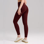 Pantalones de yoga de cintura alta para mujer con forro polar – Mallas deportivas de compresión con tacto nude para fitness y running
