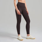 Pantalones de yoga de cintura alta para mujer con forro polar – Mallas deportivas de compresión con tacto nude para fitness y running