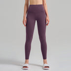 Pantalones de yoga de cintura alta para mujer con forro polar – Mallas deportivas de compresión con tacto nude para fitness y running