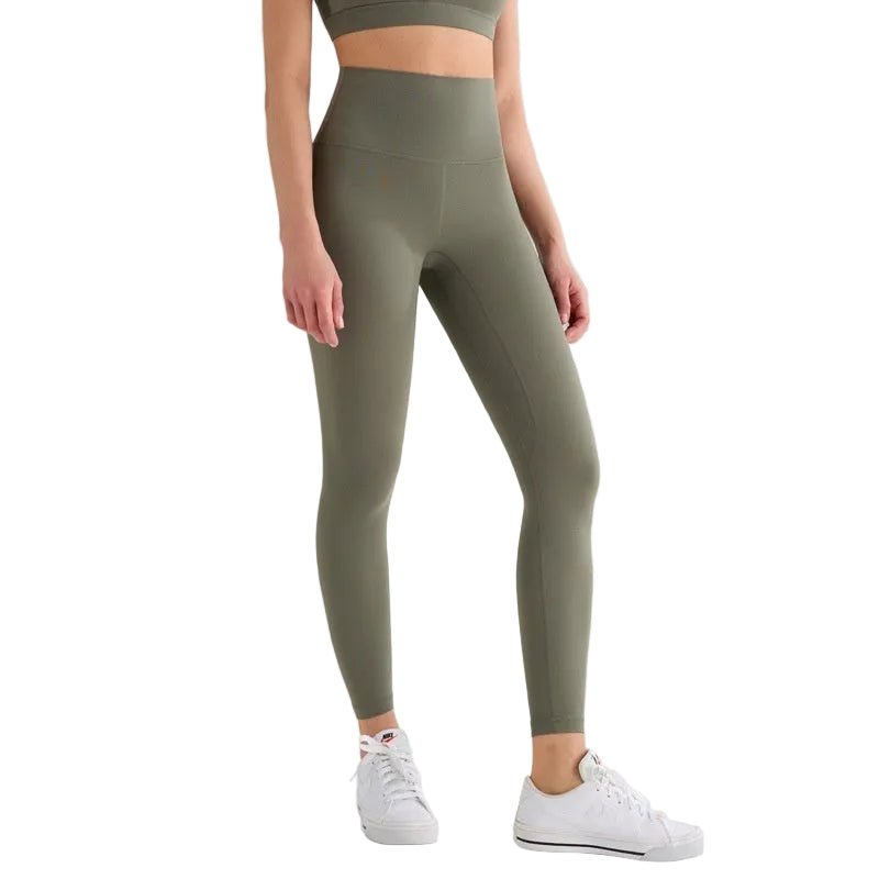 Pantalones de yoga de cintura alta para mujer con forro polar – Mallas deportivas de compresión con tacto nude para fitness y running