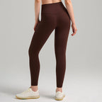 Pantalones de yoga de cintura alta para mujer con forro polar – Mallas deportivas de compresión con tacto nude para fitness y running