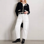 Pantalones vaqueros de mujer de talle alto, corte recto y múltiples bolsillos, largos hasta el suelo