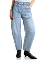 Pantalones vaqueros de mujer de talle alto, corte recto y múltiples bolsillos, largos hasta el suelo